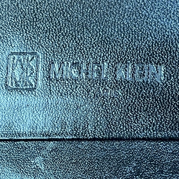 Vintage Michel Klein Black Leather Wallet Card Slots Zip Pouch Bill Fold - Picture 5 of 16